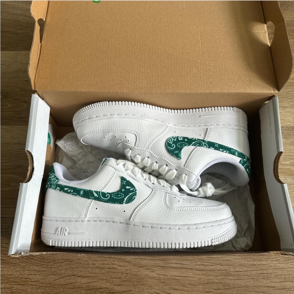 White & Green Paisley Nike Air Force 1